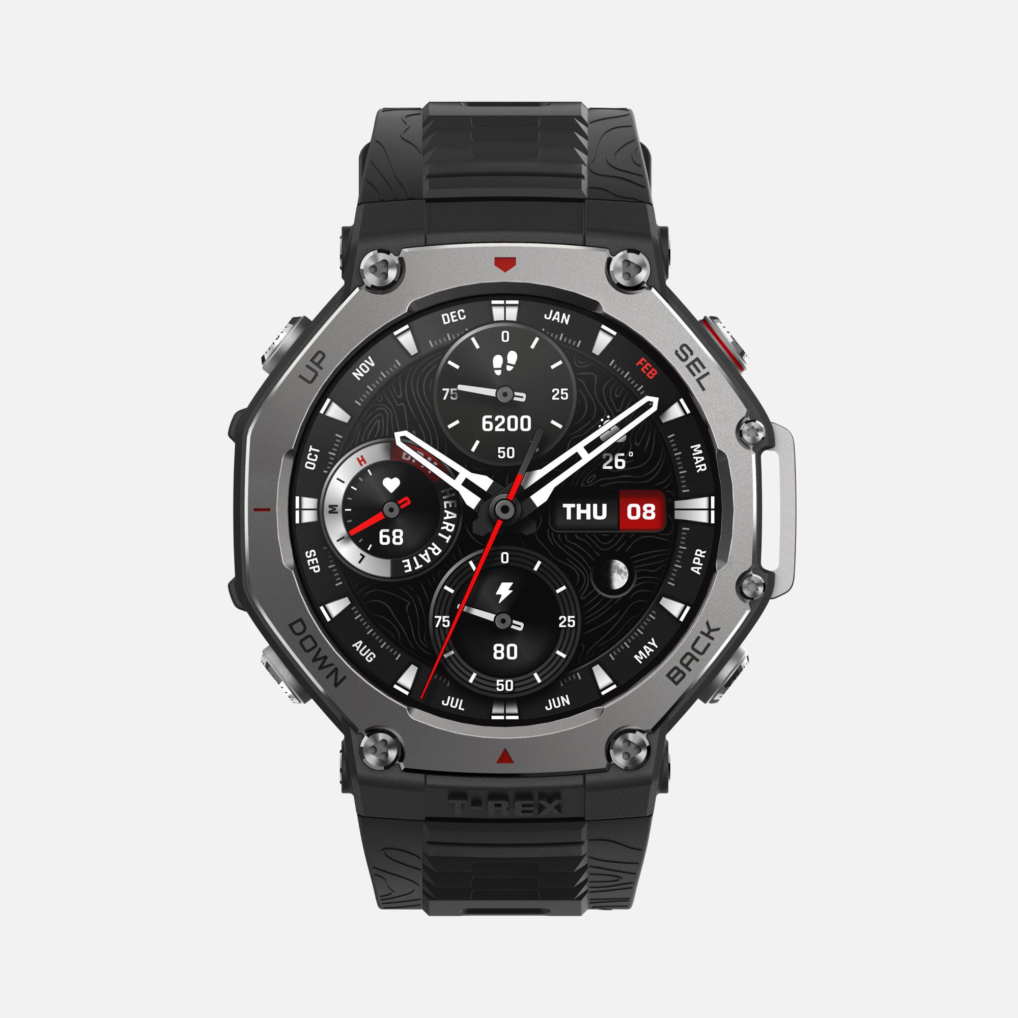 Amazfit T-Rex 3 Rugged GPS Smartwatch with Black Strap