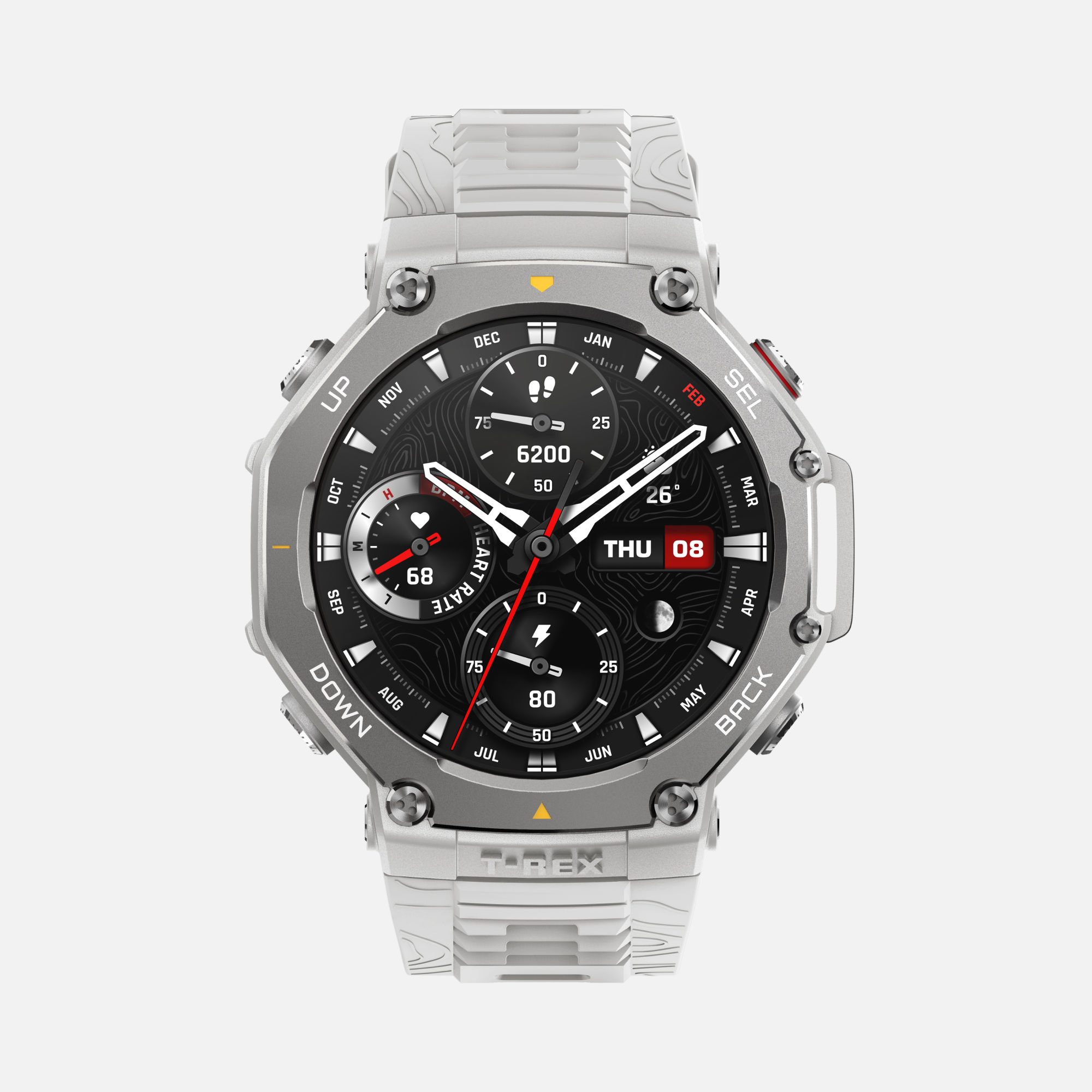 Amazfit T-Rex 3 Rugged GPS Smartwatch with White Strap