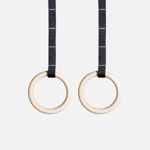 REBEL Wooden Gymnastic Rings 28mm with Carabiner Attachments