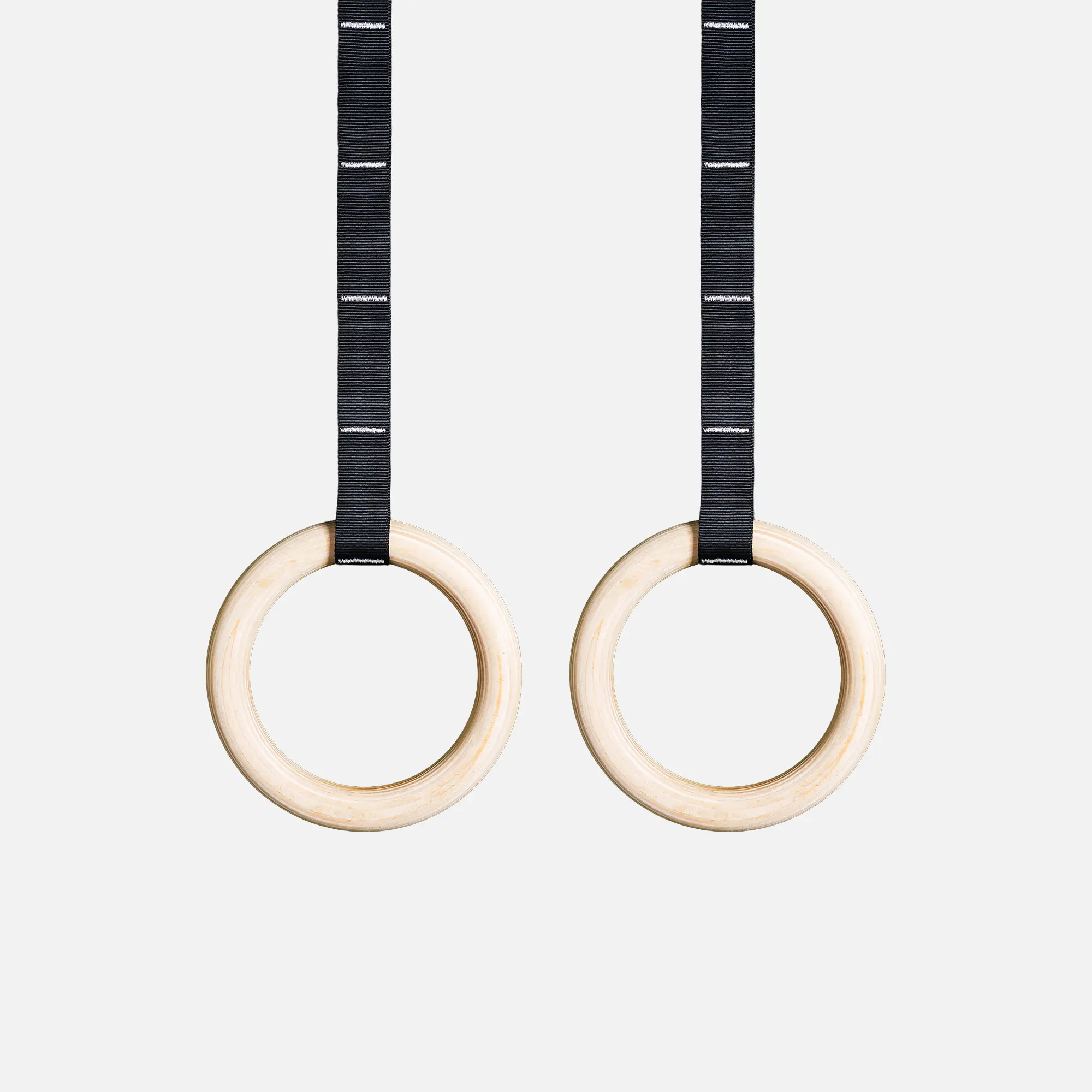 REBEL Wooden Gymnastic Rings 32mm with Carabiner Attachments