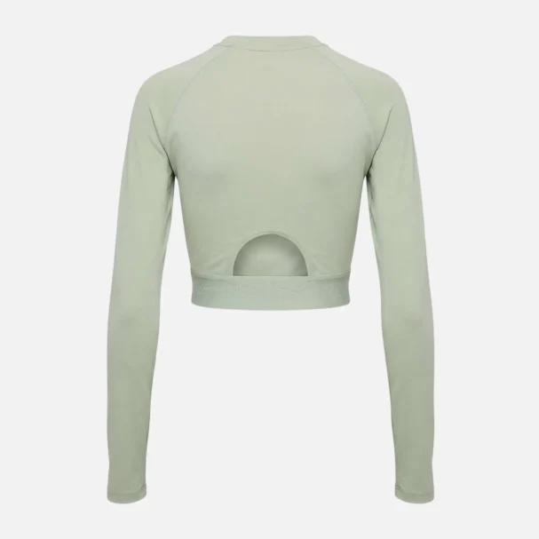 Reebok Women's ID Train Cutout Long Sleeve Cropped T-Shirt Hazy Green