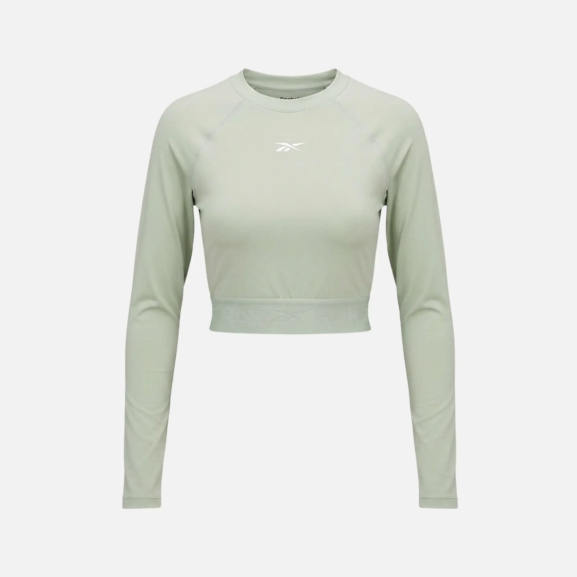 Reebok Women's ID Train Cutout Long Sleeve Cropped T-Shirt Hazy Green